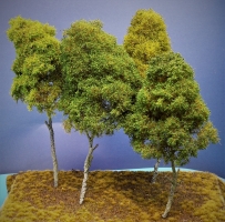 Diorama Modell Bäume Typ 2, 4 Bäume mit Sommerlaub, ca. 29 cm