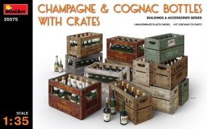 Champagne & Cognac Bottles with Crates in 1:35