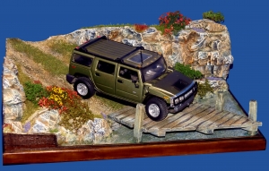 Diorama Grundplatte, Offroad Gelände mit Brücke 3, 1:24