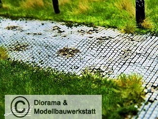 4 Pflastersegmente Kopfsteinpflaster, 1:87 Juweela - Diorama Shop Weiß