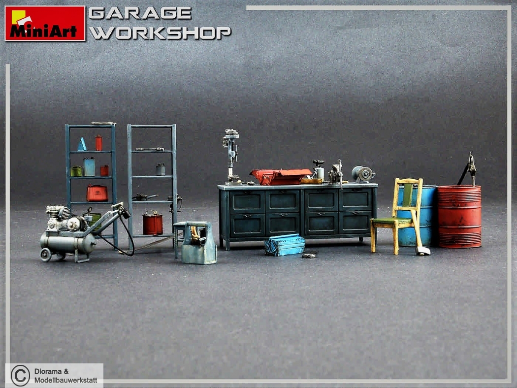 Diorama Zubehör, Garage equipment in 1:35 - Diorama Shop Weiß - Diorama und  Modellbau Werkstatt