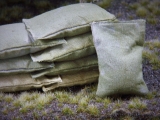 15 Khaki beige Stoff Sandsäcke, gefüllt 45 x 30 mm