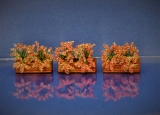 Diorama Zubehör, 3 Holz Blumenkästen mit Pflanzen, 5 x 2,5 x 1,5 cm, ca. 4 cm hoch