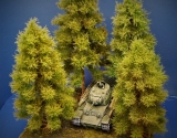 Diorama Modell Nadelbäume, 4 Fichten, ca. 40 - 35 - 32 - 26 cm